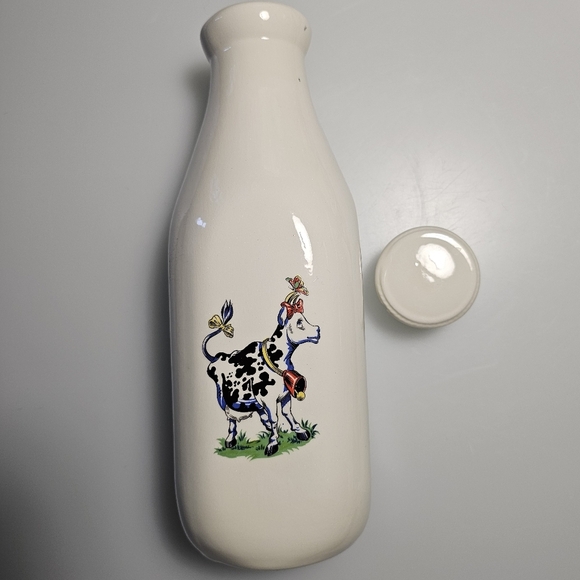 Vintage Ceramic Painted Milk Bottle Carafe - Picture 12 of 13